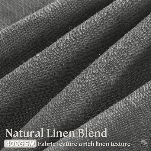 Dark Grey 80 Inch Pinch Pleated Linen Semi Sheer Curtains 2 Panel Set