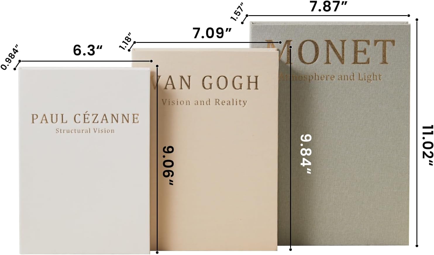 Faux Decor Book Storage Box for Decoration / Green/beige/white / Set of 3