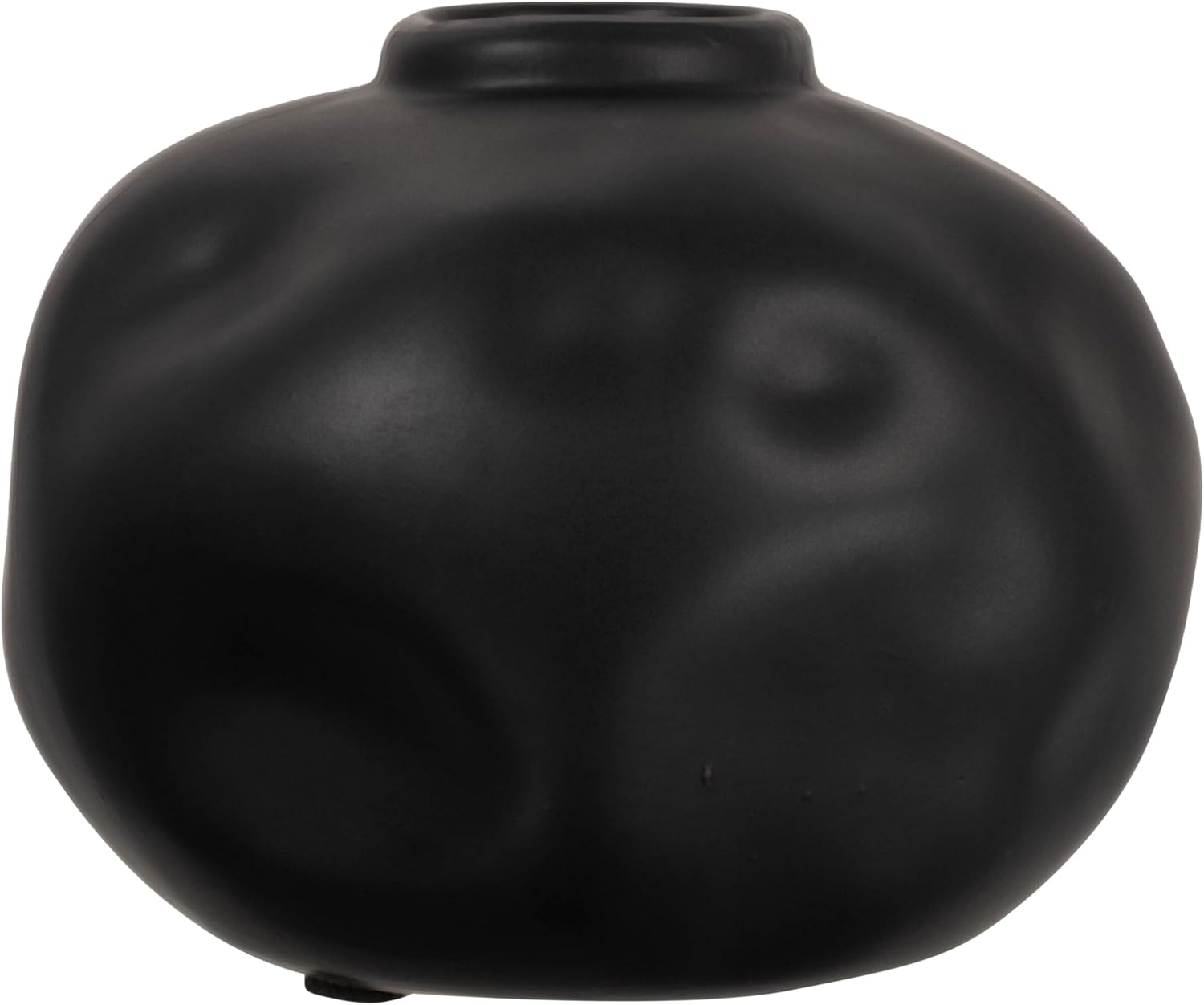 Pinched Organic Shape Terracotta Vase / Black / 6.75 Inches L x 6.25 Inches W x 5.5 Inches H