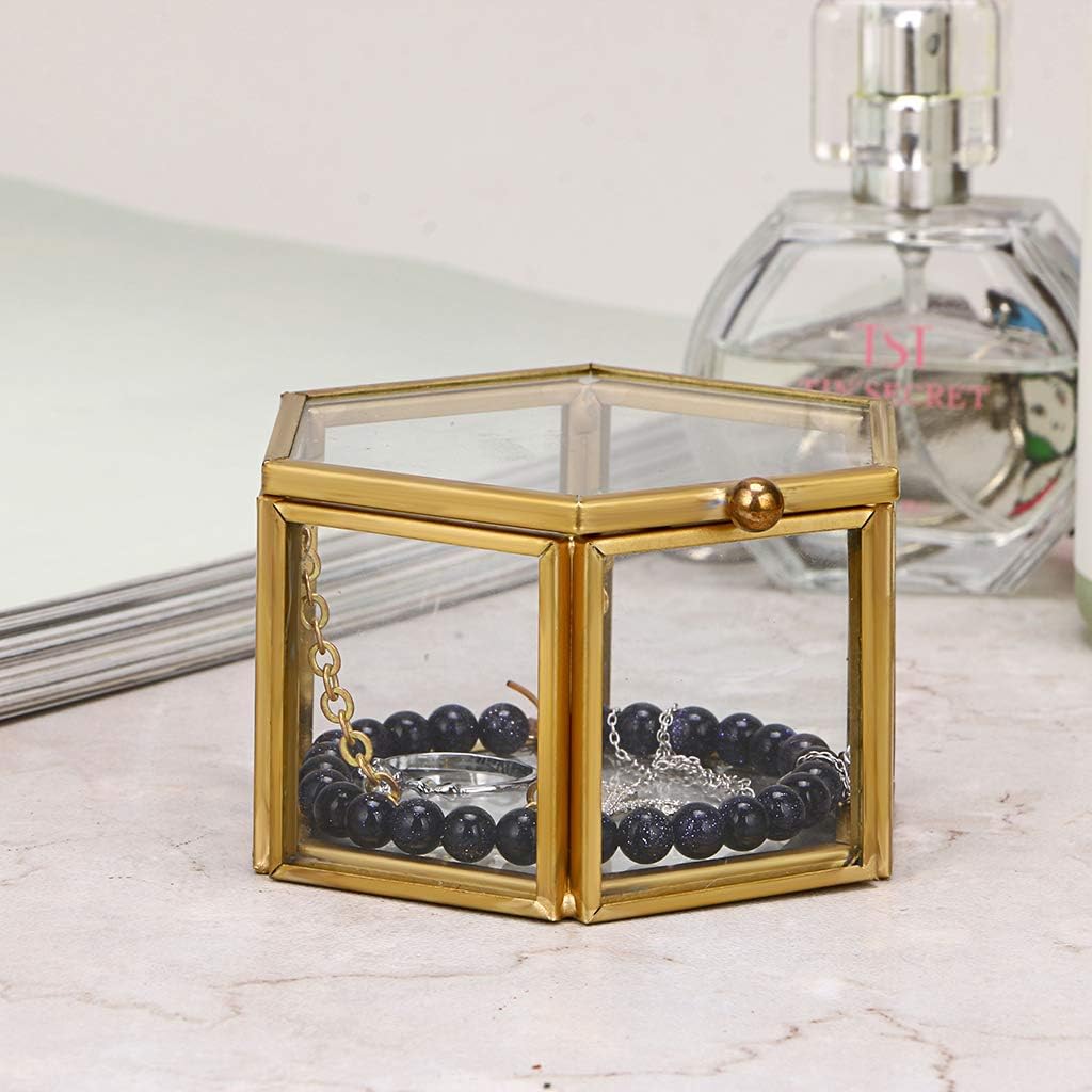 Golden Geometric Jewelry Display Organizer Keepsake Box Case Home Decorative Box / Small / Gold