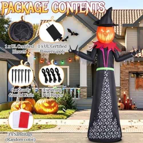Halloween Inflatable 9FT Giant Pumpkin Witch Outdoor Decorations