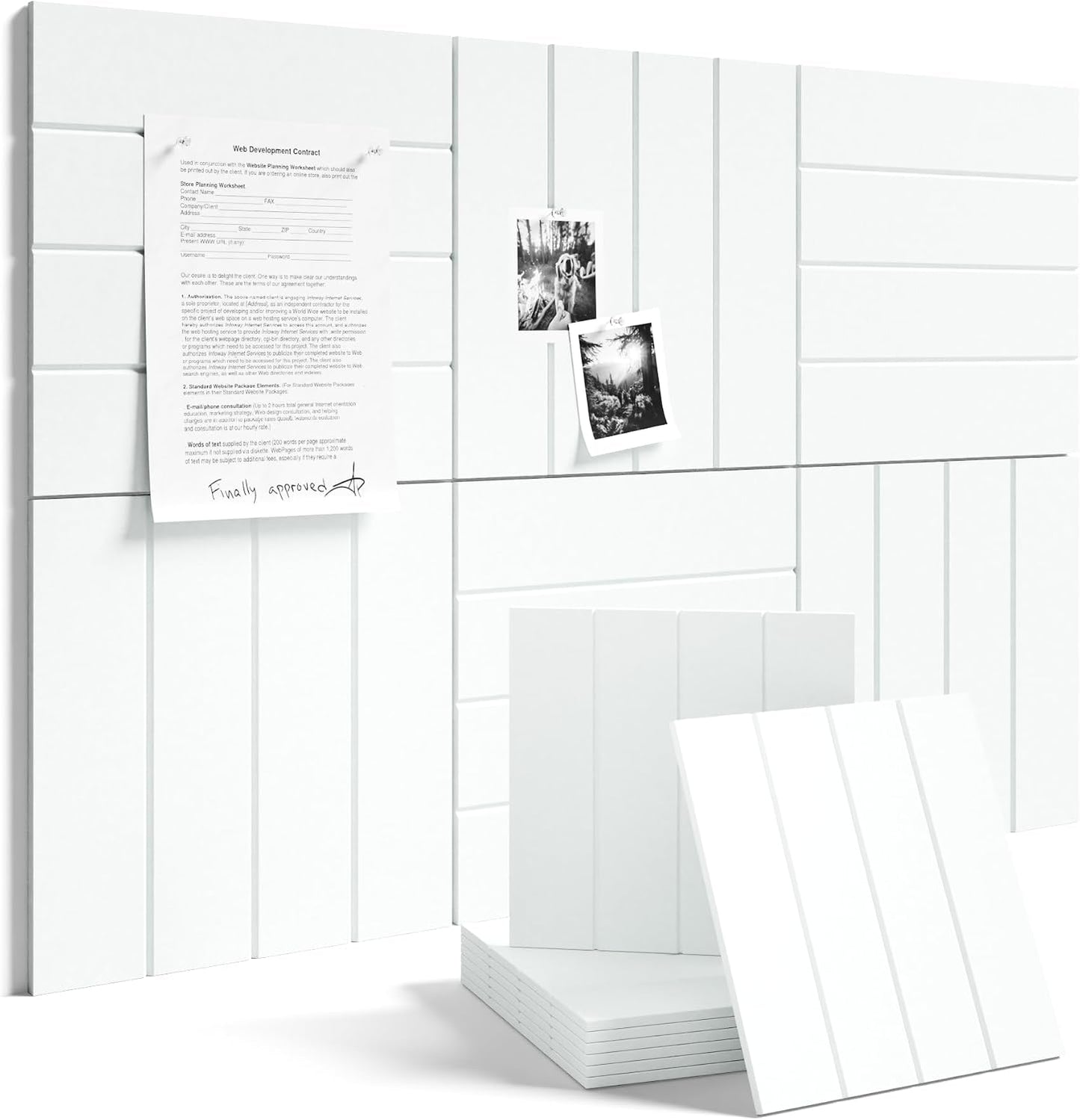 Fluxynara 36" x 24" Large Felt Bulletin Board, Cold White