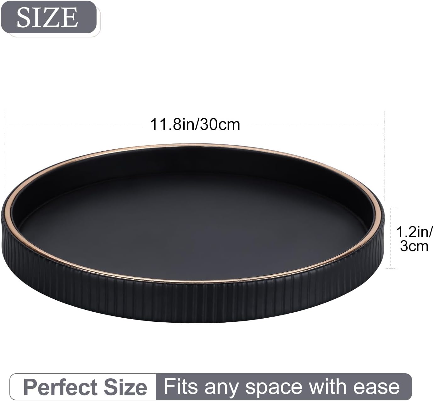 12" Decorative Tray / Black