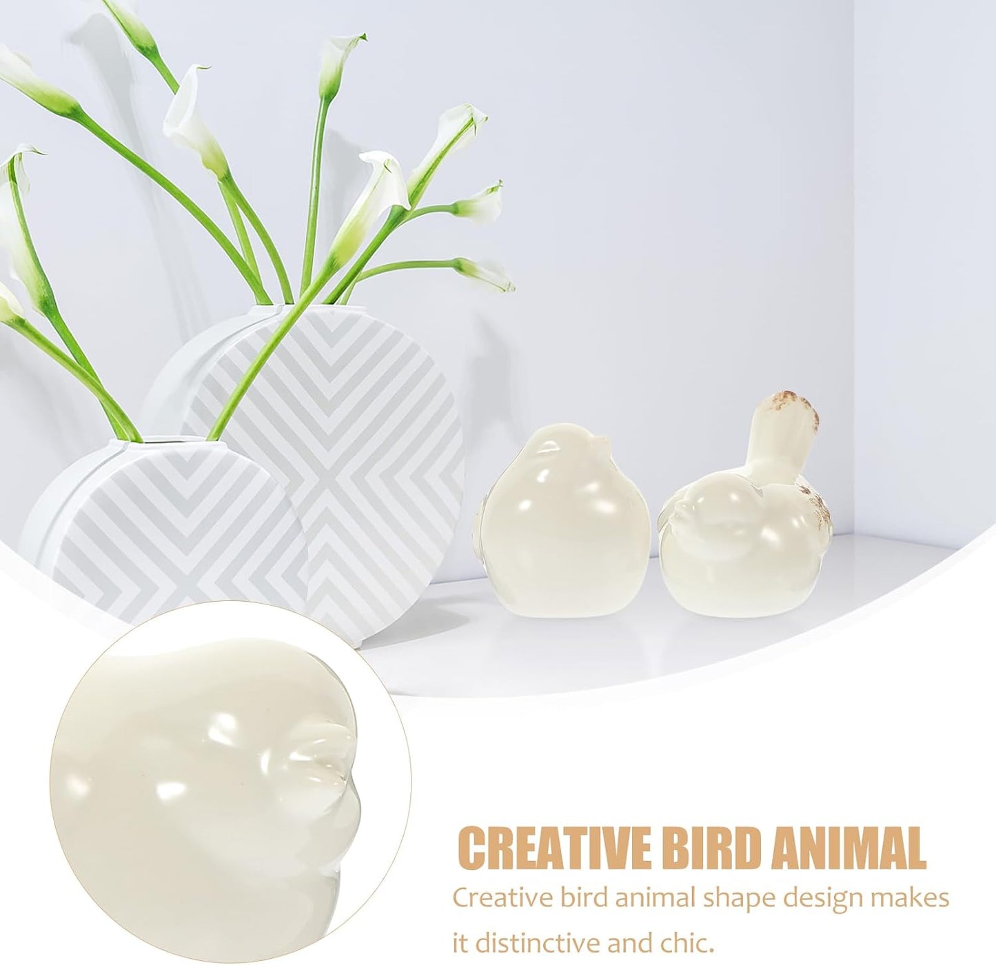 Ceramic Birds Statue / Set of 2
