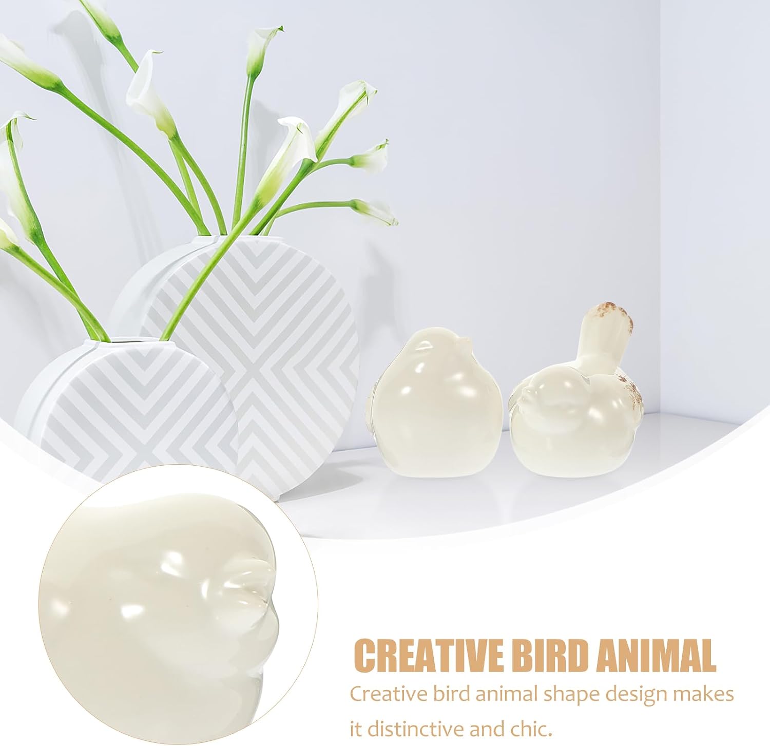 Ceramic Birds Statue / Set of 2