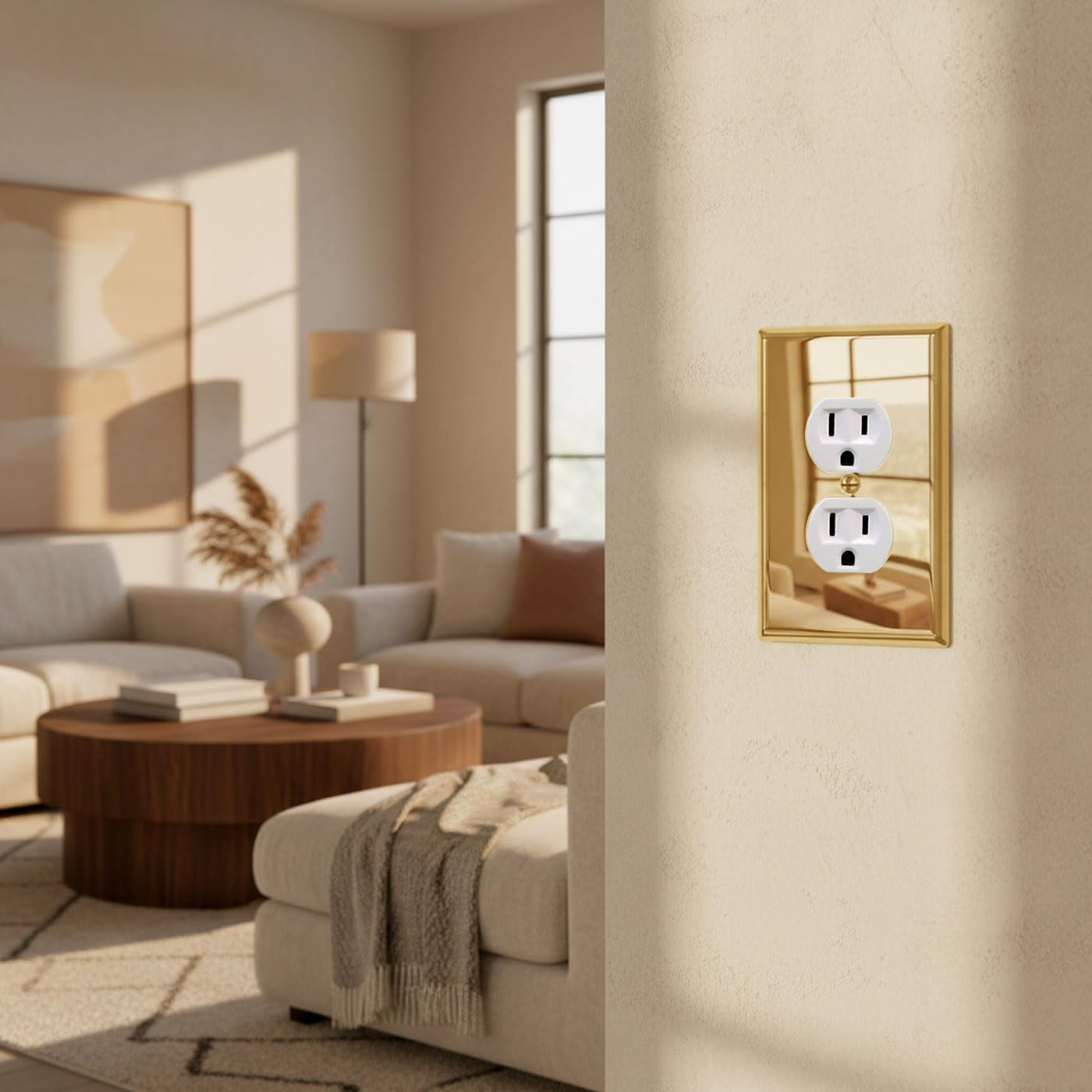 Rio Salto Duplex Outlet Covers Receptacle Wall Plates BRASS High Polished Gold Light Switch Cover Electricity Socket