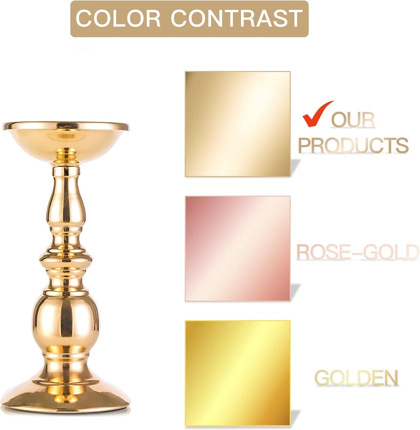 Nuptio Pillar Candle Holders, Wedding Centerpieces Metal Candle Holder Candles Stand Decoration Ideal for Weddings