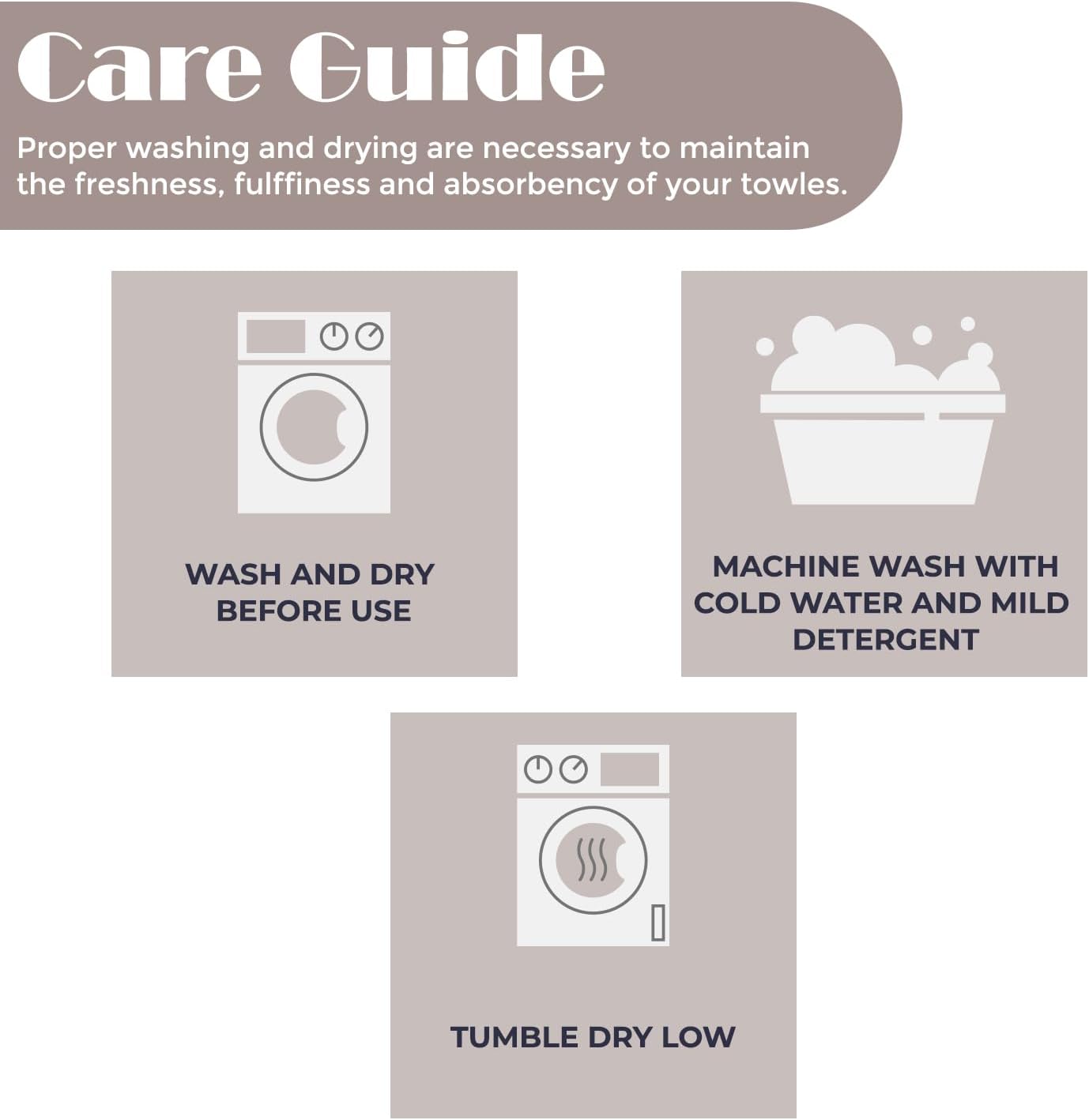 SUPERIOR Cotton 3 Piece Towel Set, Includes 1 Bath, 1 Hand, 1 Washcloth/Face Towel, Quick Dry, Home Essentials, Shower