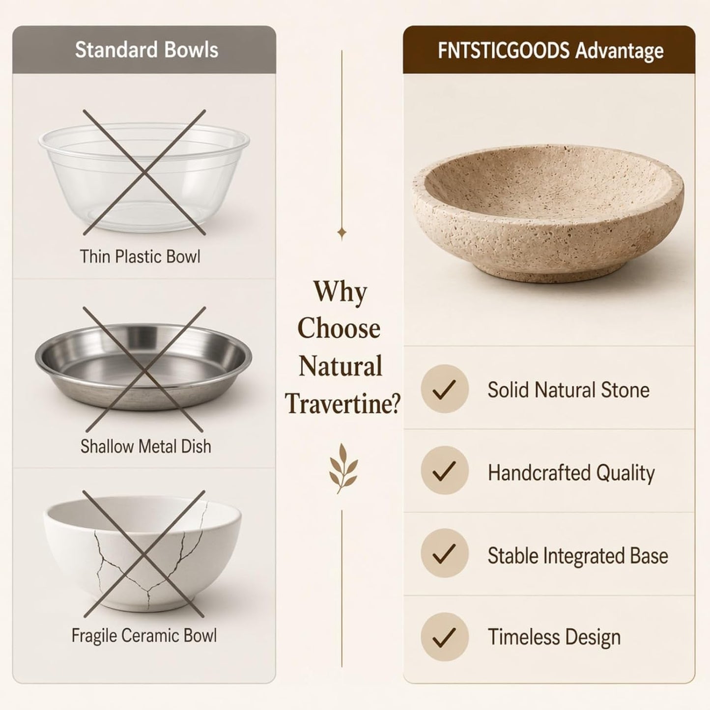 Travertine Decorative Bowl 7.8 / 7.8"*2.3 / Natural