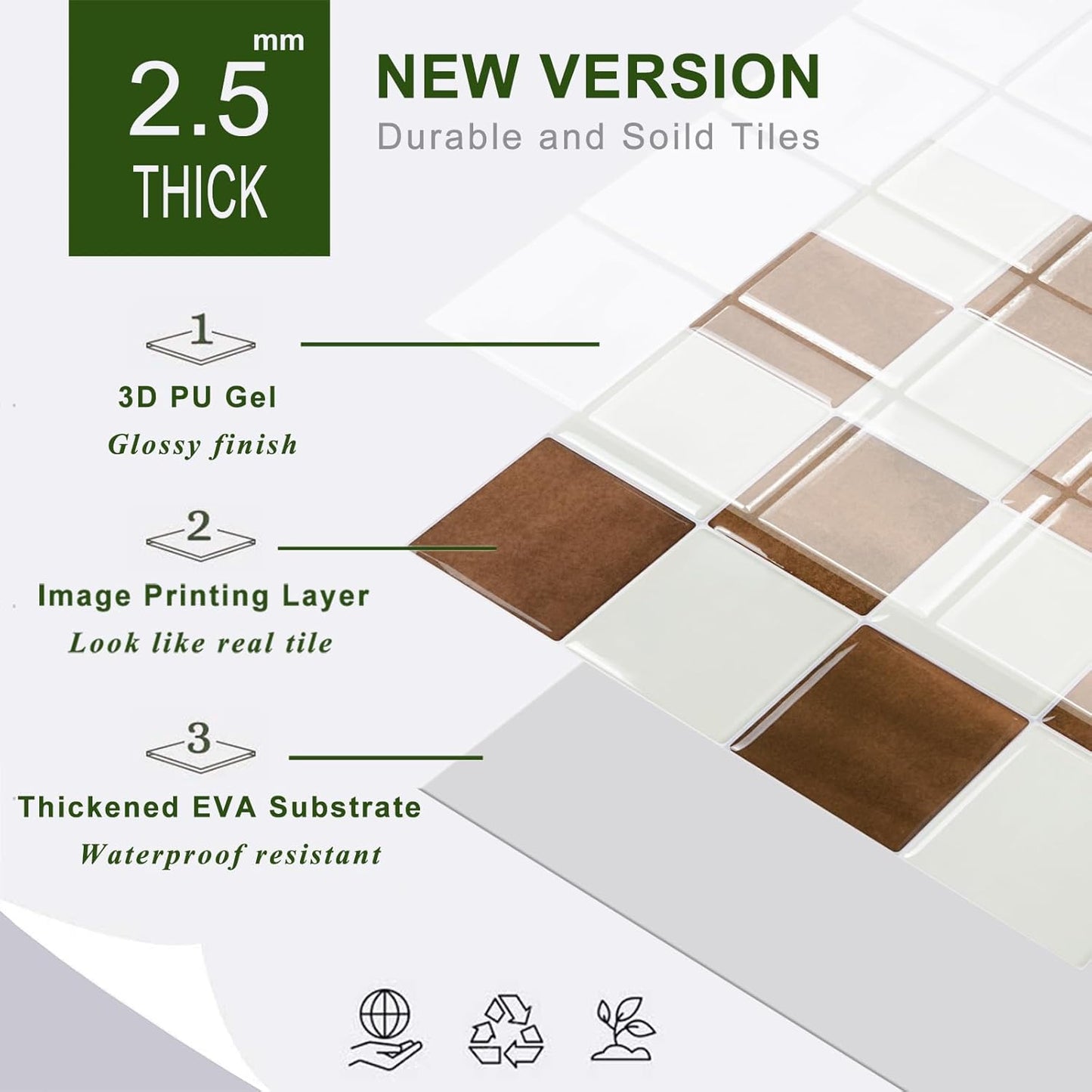 3D Adhesive Peel and Stick Tile Backsplash / White,orange / 9 x 9