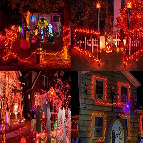 75.8FT 200 LED Extendable Orange Halloween String Lights Indoor Outdoor
