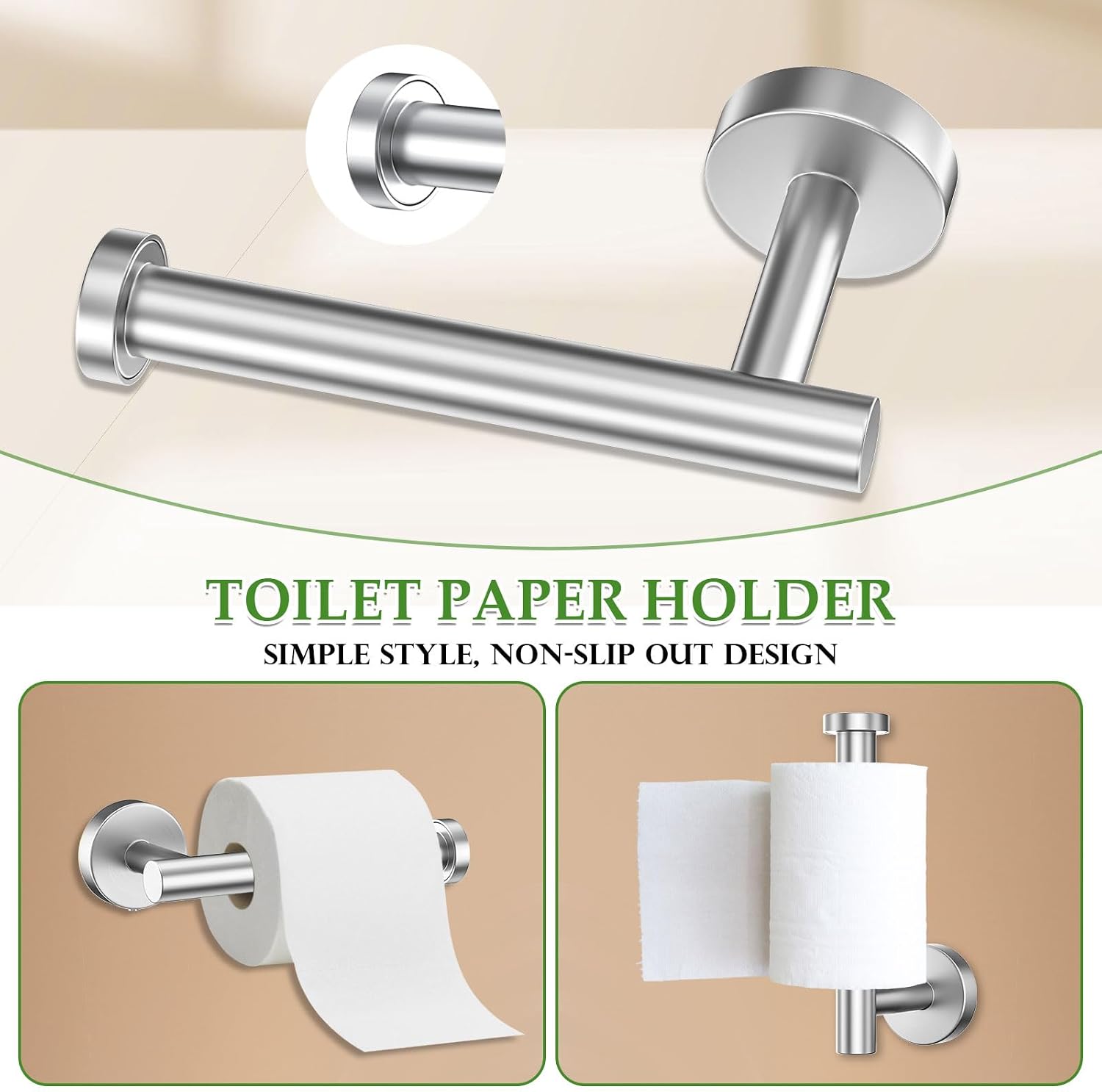5-Piece Towel Bar Set Brushed Nickel Bathroom Hardware Set Include Towel Bar Towel Ring Paper Towel Holder Coat Hooks