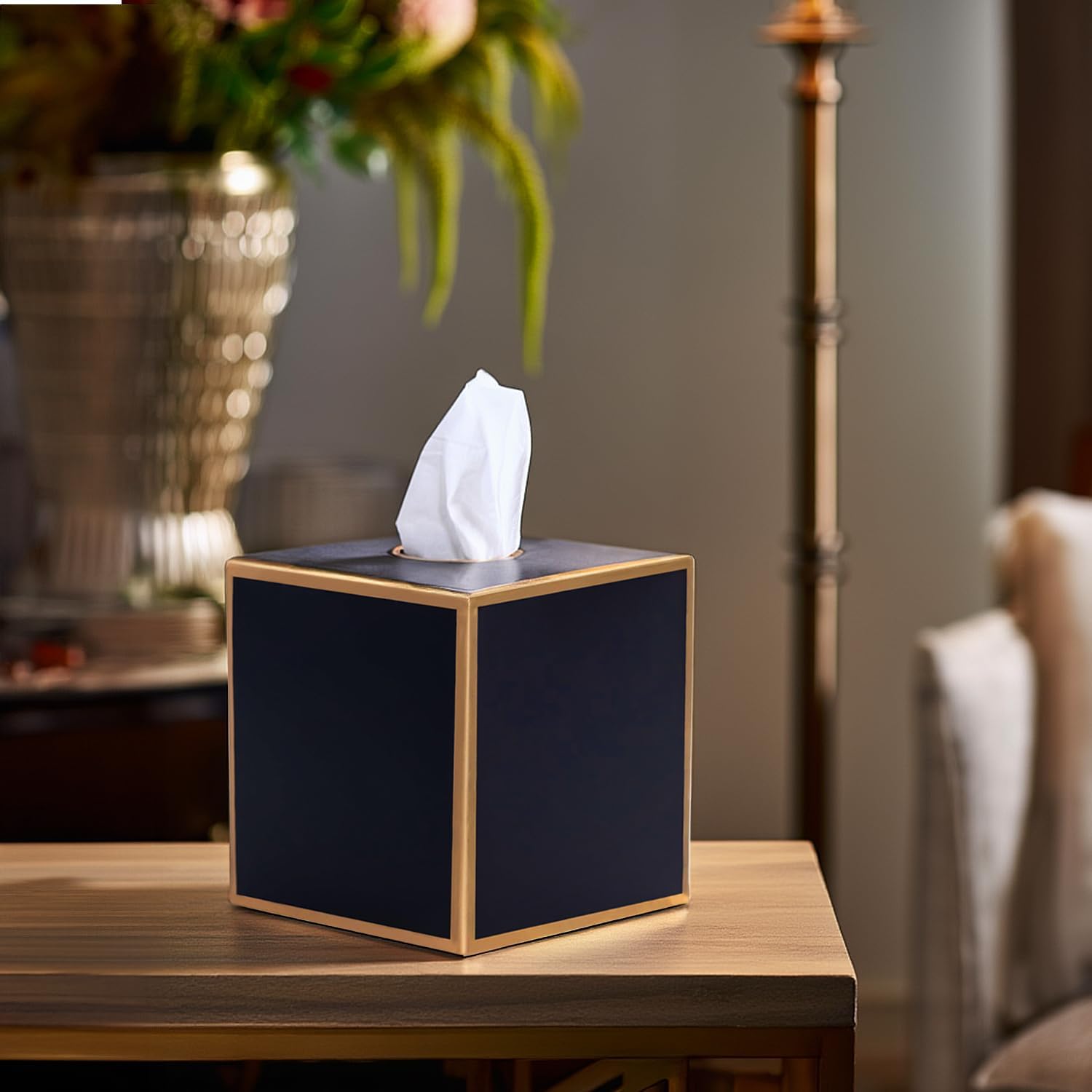 Metal Modern Tissue Box Cover Farmhouse Decor / Black