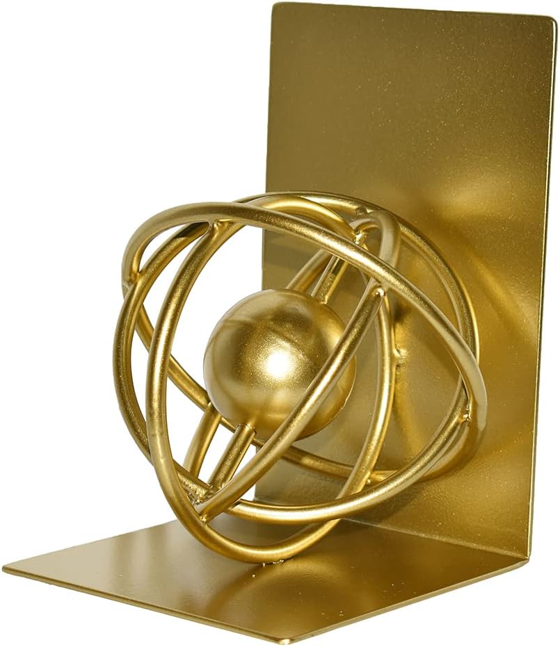 Modern Metal Unique Bookends / Round / Gold