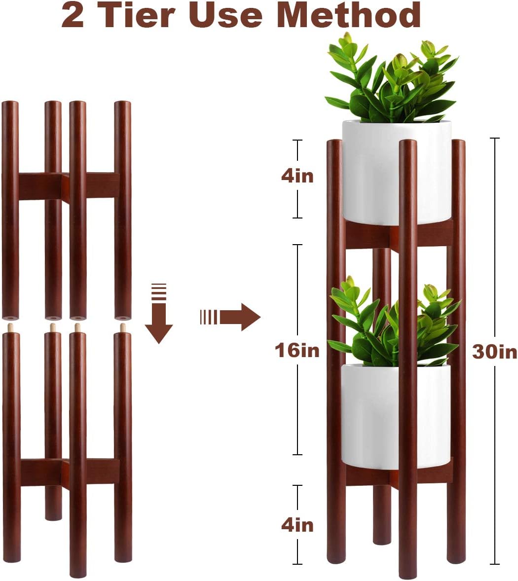 GameXcel Adjustable Plant Stand Indoor Pot Stands, 2 Pcs Bamboo Flower, 15 to 30 inch in Height, Adjustable Plant Stand