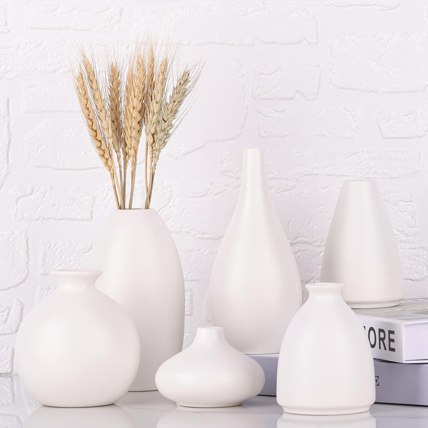 Ceramic Bud Vase Bulk Boho Centerpieces / White / Set of 6