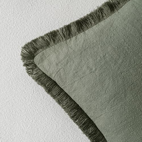 MIULEE Linen Decorative Euro Throw Pillow Covers Light Olive Green 24x24