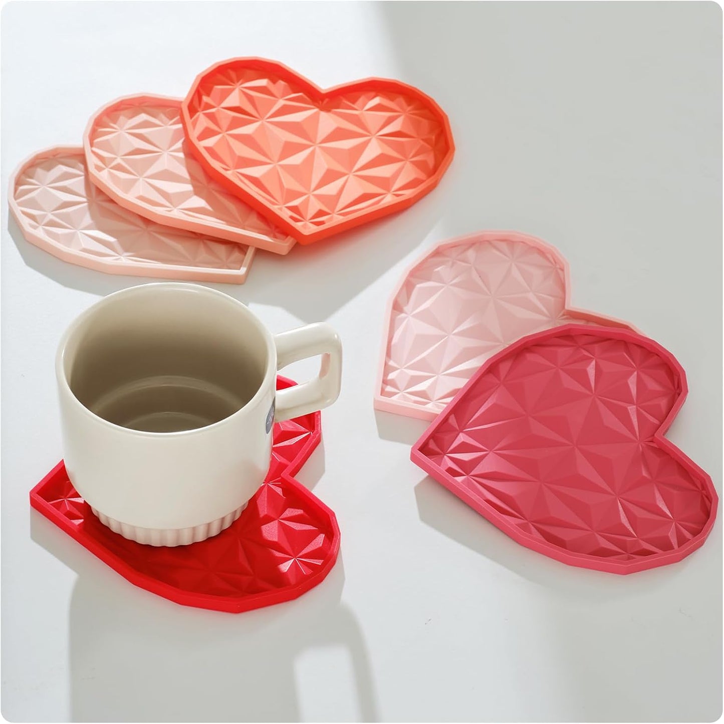 Silicone Drink Coasters Set / Gradient Pink / Set of 6