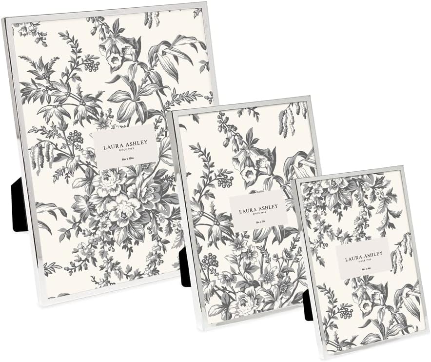 Flat Metal Picture Frame w/Two-Way Easel Stand / 8 x 10 / Silver