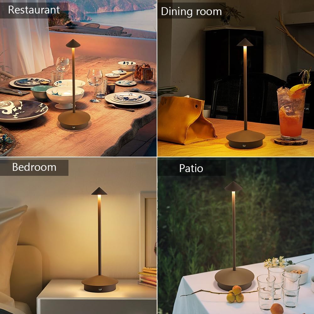 2 Pack LED Rechargeable Cordless Table Lamps,Portable Outdoor 5000mAh Battery Operated Table Light Touch Control 3
