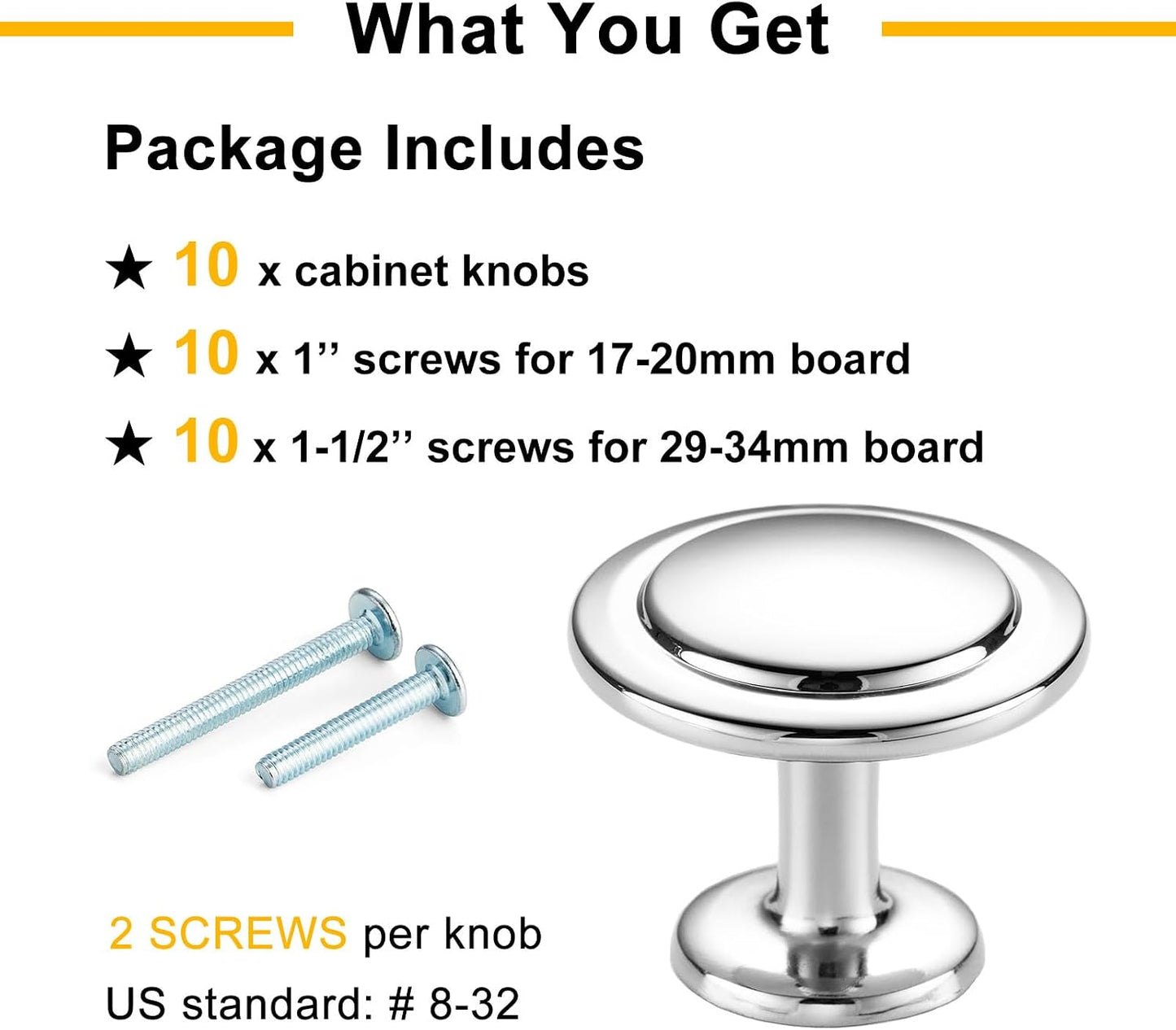 Cabinet Knobs Chrome Drawer Knobs / 1-1/4 Inches / Round Knob / Polished Chrome / 4 Inch