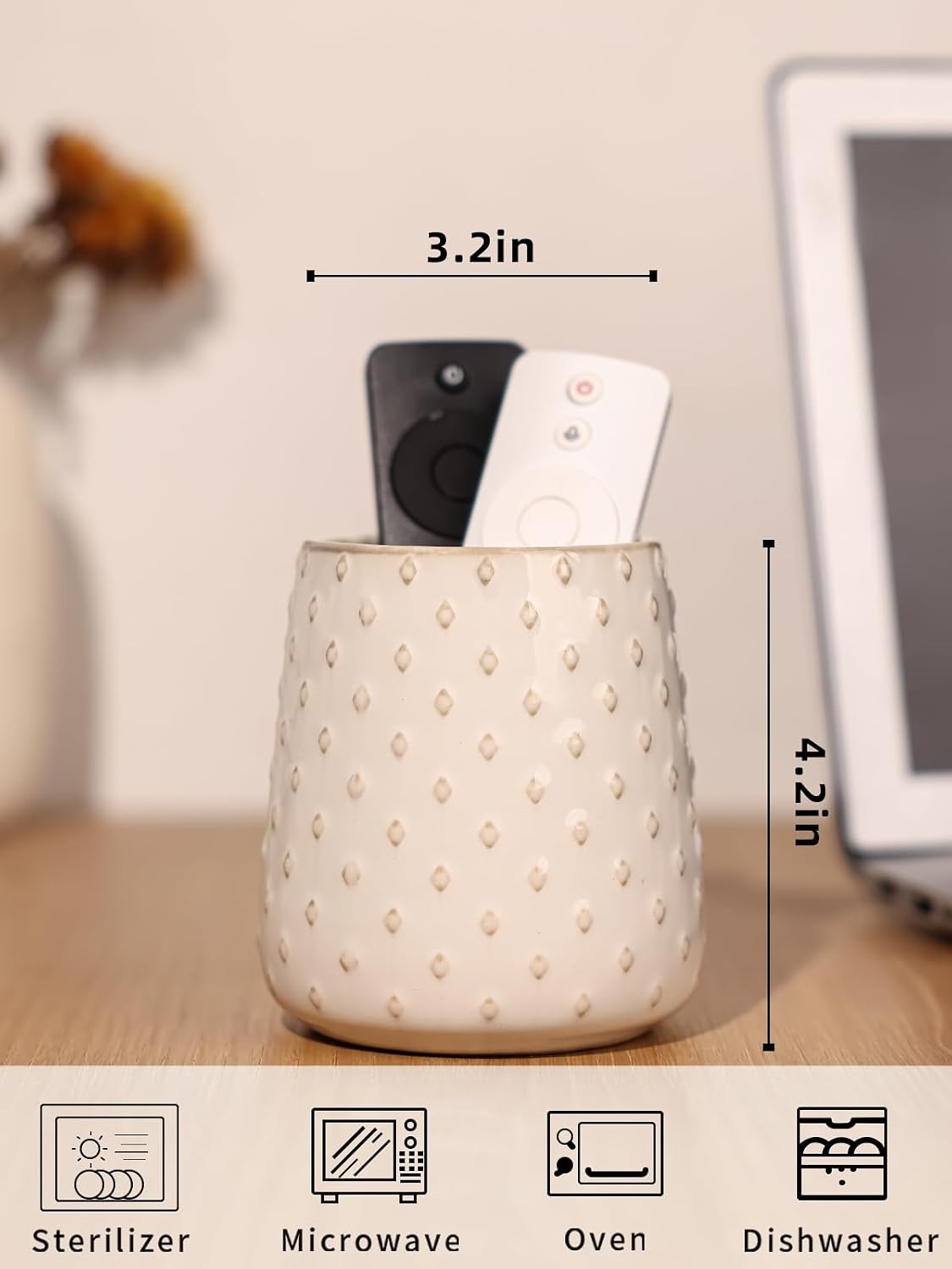 Ceramic TV Remote Control Holder / White