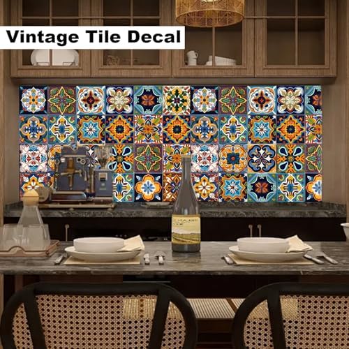 Kitchen Wall Decals Stick on Tile Adhesive Stickers / Style-c / Set of 48