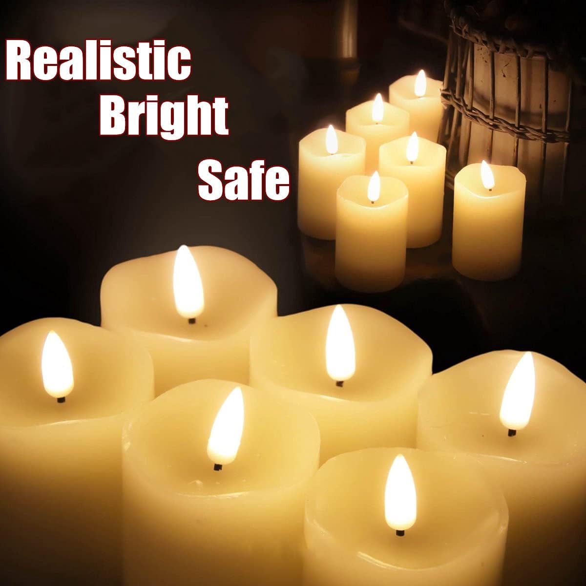 Ivory Flameless Votive Candles with Timer Batteries Set of 6 | 2x3 in Small LED Pillar Candles, Halloween Fall Candles
