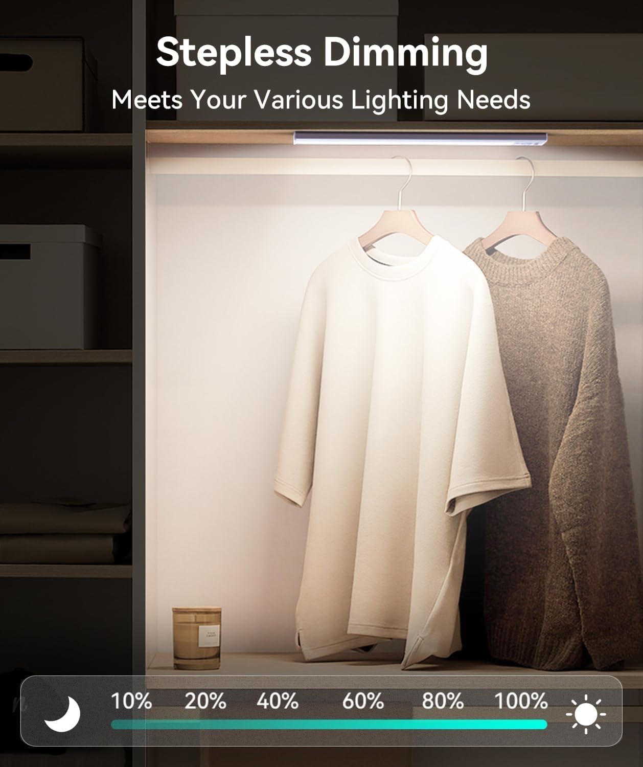13inch Under Cabinet Lighting, 3200mAh Rechargeable Motion Sensor Light Indoor, LED Battery Operated Cabinet Lights