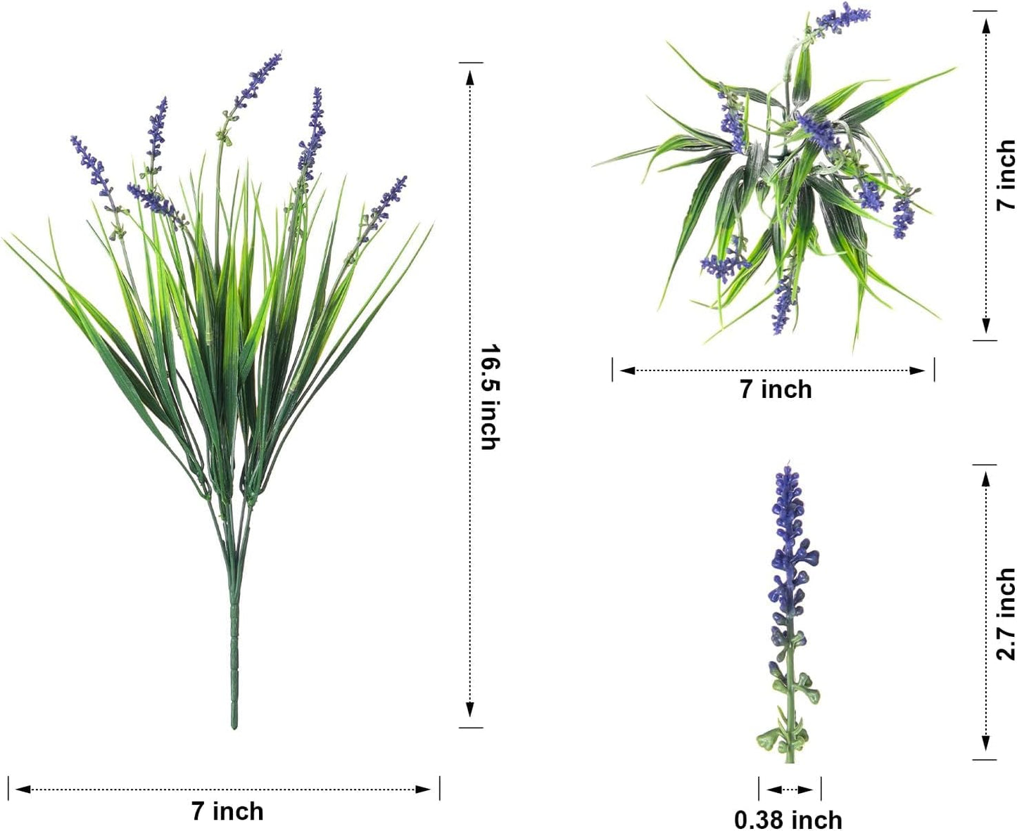 20 Bundles Artificial Fake Outdoor Plants Flowers / Purple Monkey Grass+ Purple Flowers / Set of 12