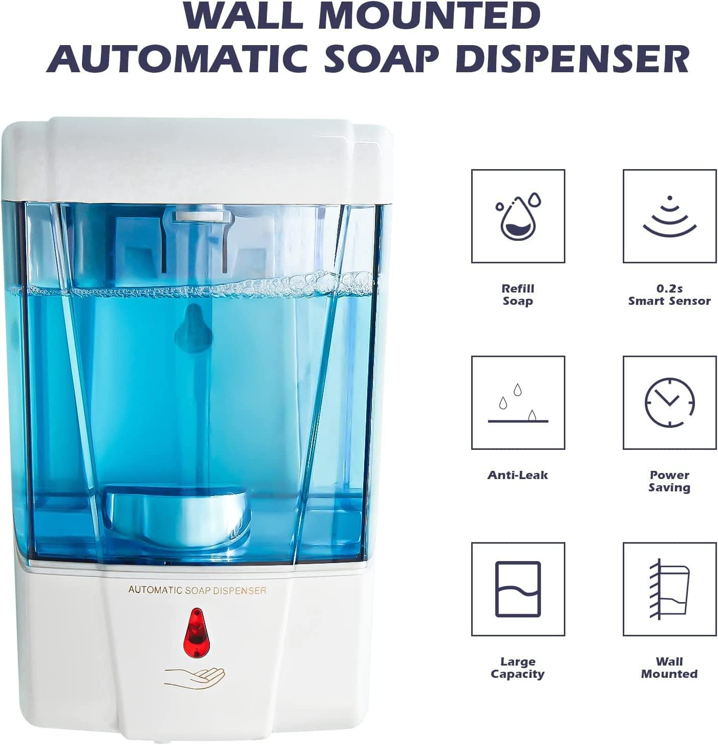 Automatic Soap Dispenser Wall Mount 3 Pack White 20 Oz Waterproof Leakproof for Commercial Bathroom Restroom Toilet