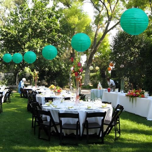 20Pcs Blue Green Paper Lanterns for Parties, 4” 6” 8” 10” 12” Chinese Asian Hanging Round Paper Lanterns for Birthday Wedding Halloween Christmas Home Decor Party Decor