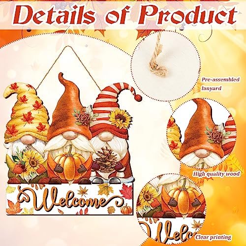 Boao Gnome Fall Welcome Door Hanger, Gnome Maple Leaf Wooden Sign Decor