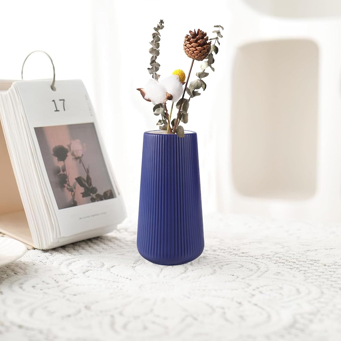 Ceramic Vase / Small Flower Vase for Pampas Grass / Navy Blue
