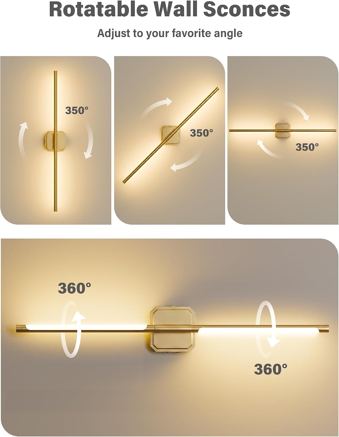 Battery Operated Wall Sconces Set of Two, Wireless Wall Lights Touch & Remote Control Rechargeable LED Wall Lamp