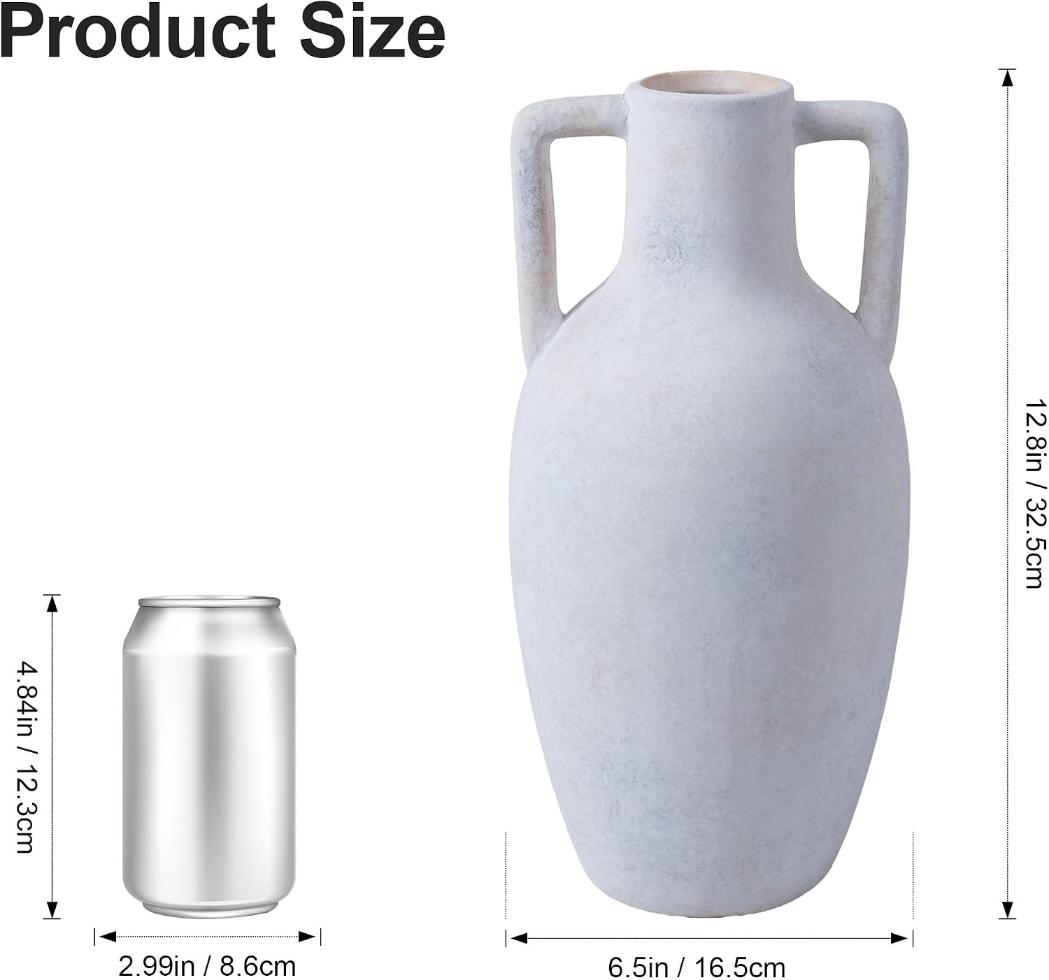 Ceramic Flower Vase / 12.8 In - White / 12.8 Inch