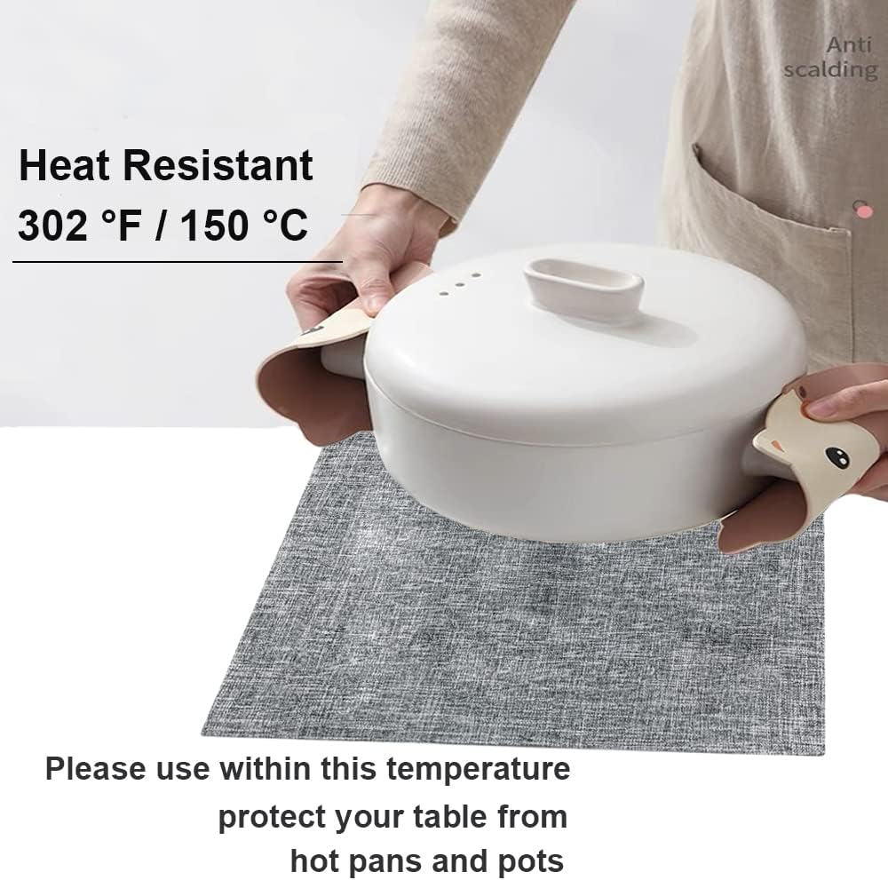 Weabetfu Cloth Placemats Set of 6 Heat Resistant Dining Table Placemmats | Cotton Linen Machine Washable Kitchen Table