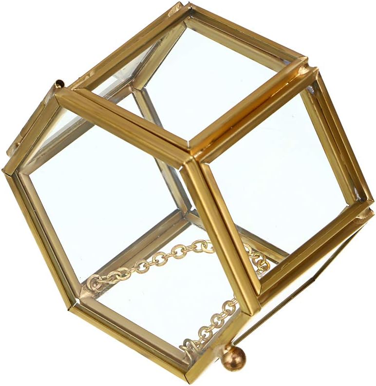 Golden Geometric Jewelry Display Organizer Keepsake Box Case Home Decorative Box / Small / Gold