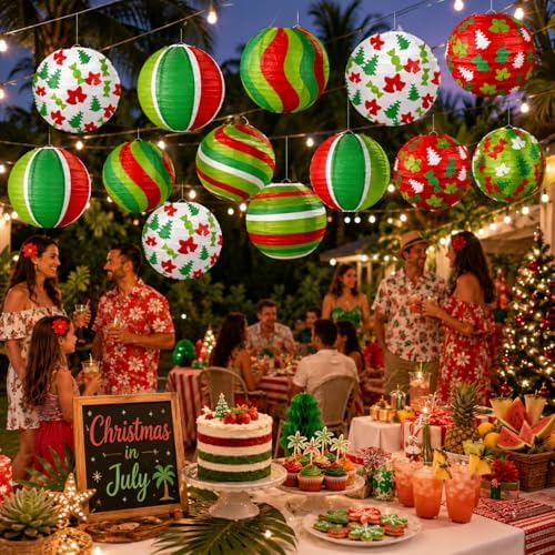 12PCS Hanging Christmas Paper Lanterns Decorations
