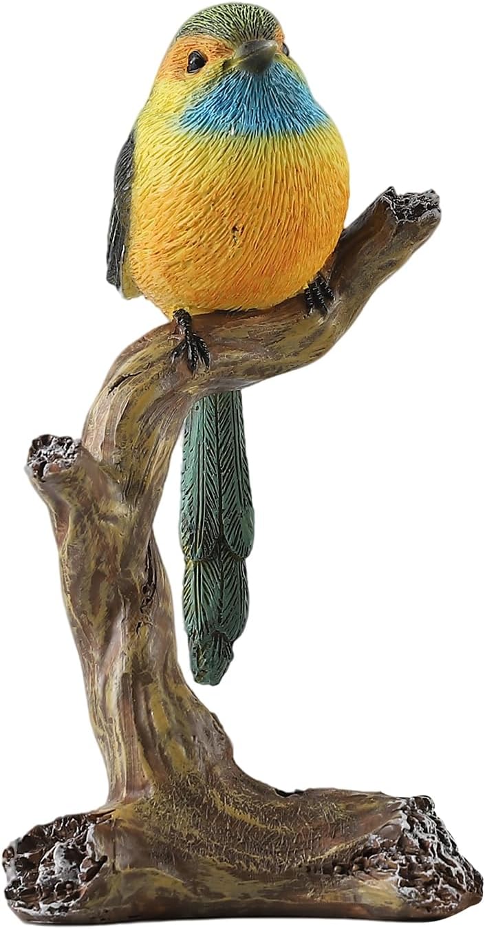 Colorful Resin Bird Figurine on Branch / On The Branch