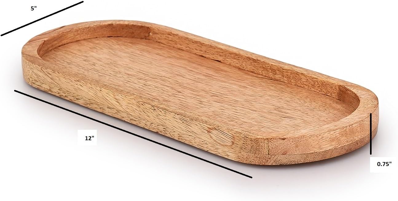 Mango Oval Wood Tray for Food Holder/BBQ / Set of 3