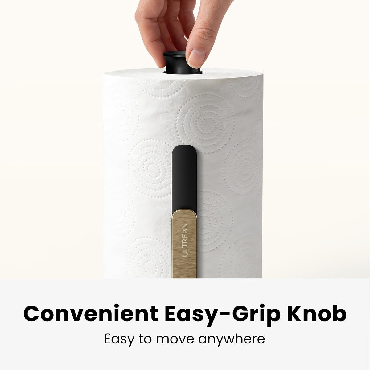 Ultrean Paper Towel Holder Countertop, Freestanding Paper Towel Dispenser with Spring-Loaded Arm for One-Handed Tear