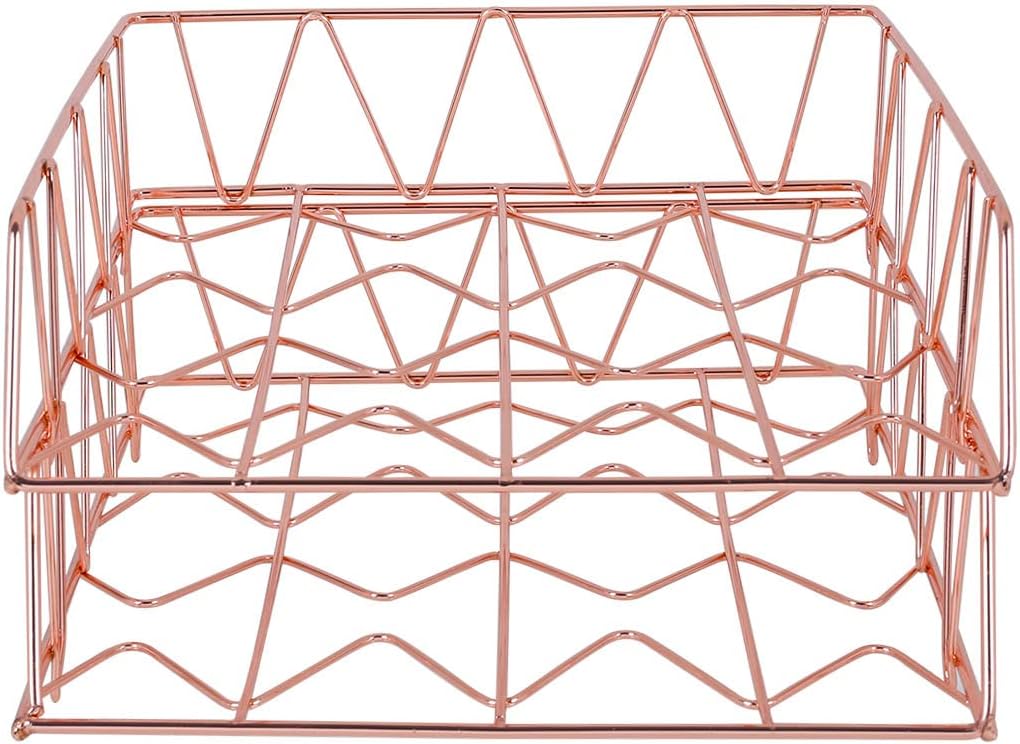 Set of 2 Office Supplies Metal Stackable File Document Letter Tray Organizer for Desk, Rose Gold