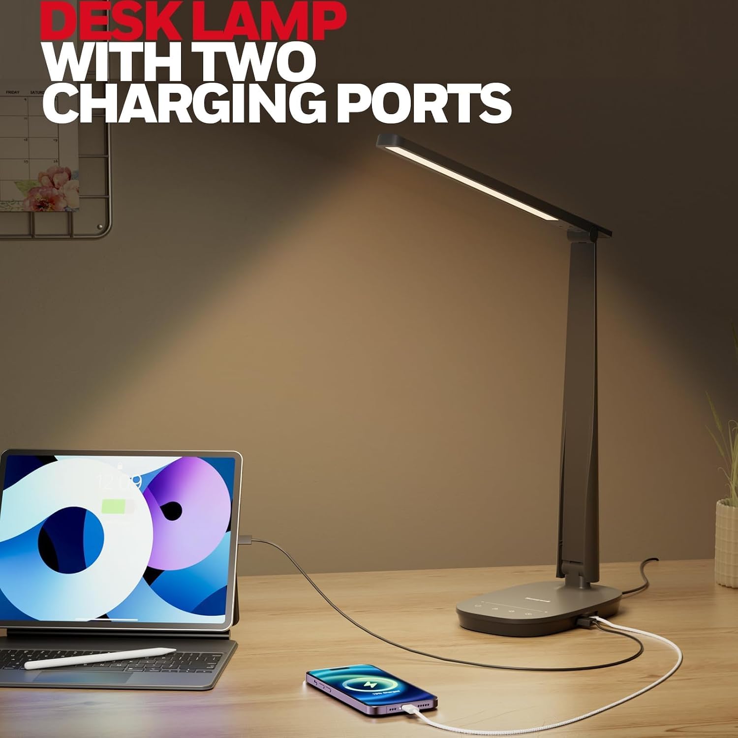 Honeywell HWT-H2 LED Desk Lamp, Eye-Caring Full Spectrum, USB Charging | CRI94 Full Spectrum Eye-Caring Light, Low Blue