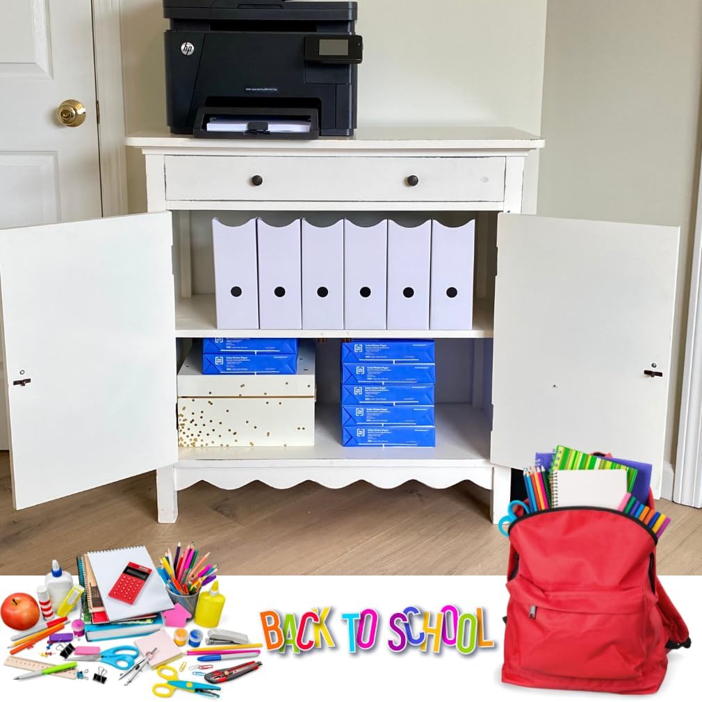 Evelots Magazine File Holder - Set of 12 White - Office Desk Organizer - Sturdy Cardboard - New Upgraded Double Front
