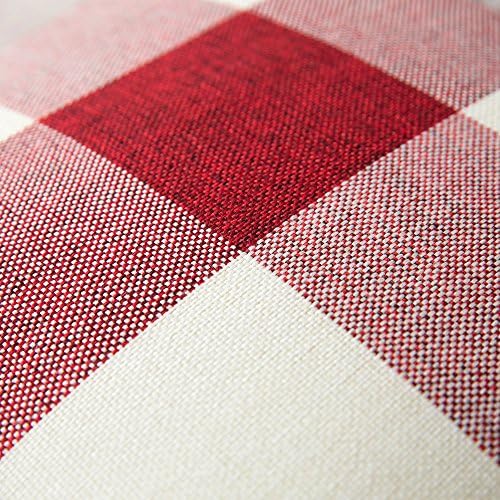 MIULEE Christmas Plaid Pillow Covers 18x18 White and Red Pack of 2