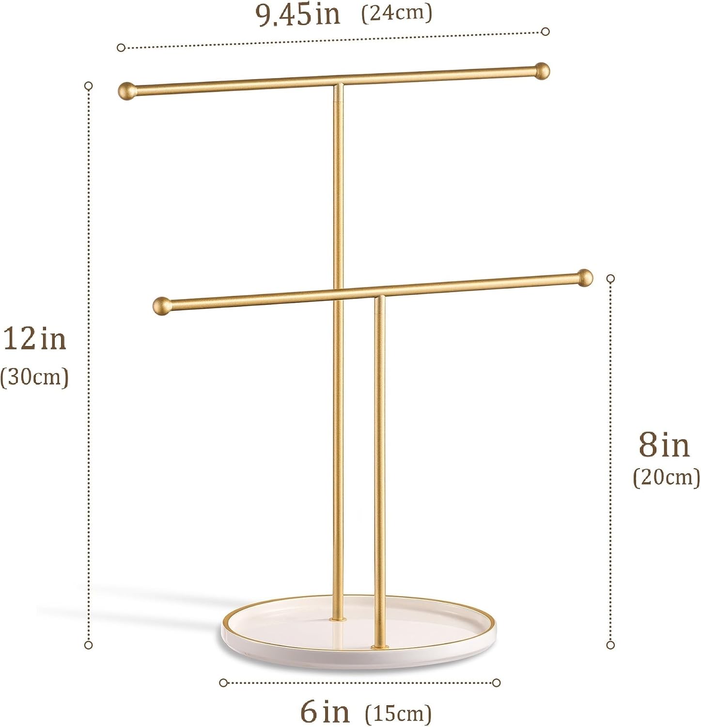 Ceramic Tray / Gold Jewelry Holder Stand / White Tray Gold Bar