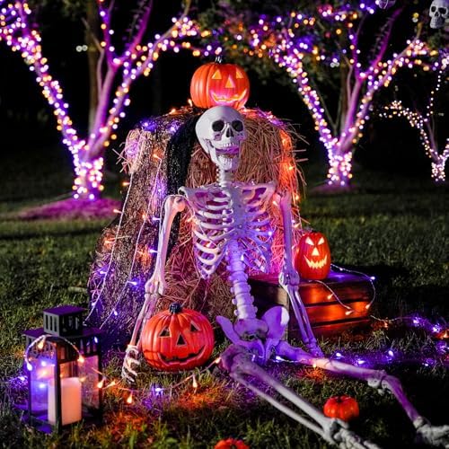 JMEXSUSS 163 FT 500 LED Orange and Purple Halloween String Lights Indoor