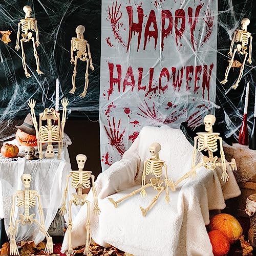 12 Pcs Mini Skeleton Figurines, Small Tiny Skeletons for Crafts, Halloween Party Decorations Supplies