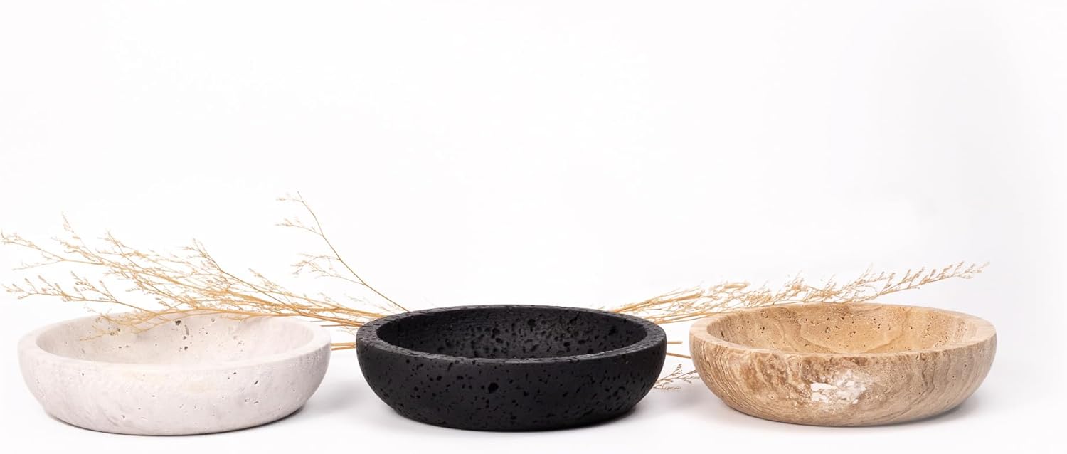 Travertine Decorative Bowls / Black